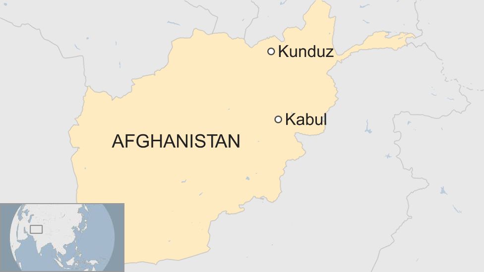 A map showing where Kunduz is in Afghanistan