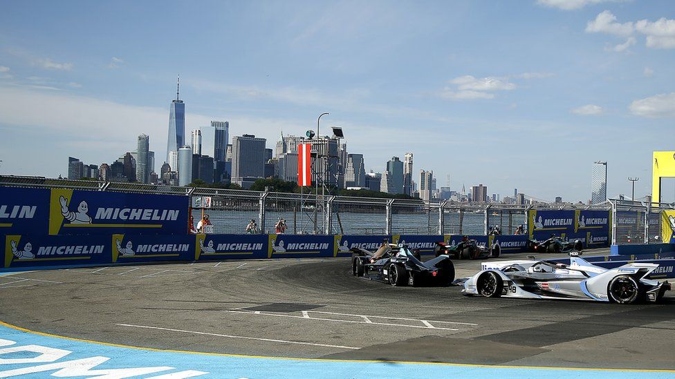 Formula E cars in New York