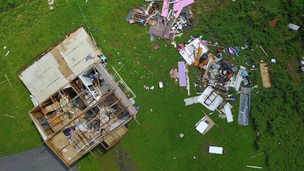 A house damaged by Hurricane Maria in Barranquitas, south-west of San Juan, Puerto Rico (file photo)