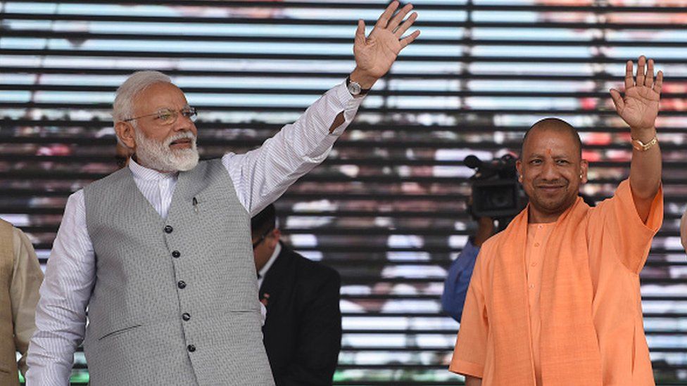 Prime Minister Narendra Modi and Uttar Pradesh Chief Minister Yogi Adityanath during the inauguration of Pt. Deendayal Upadhyaya Institute of Archaeology, Noida City Centre-Noida Electronic City section of the metro and two thermal power plants, on March 9, 2019