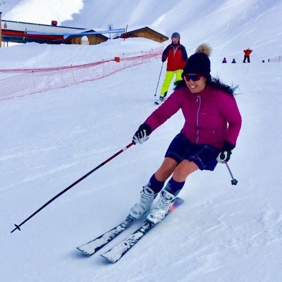 Angie skiing