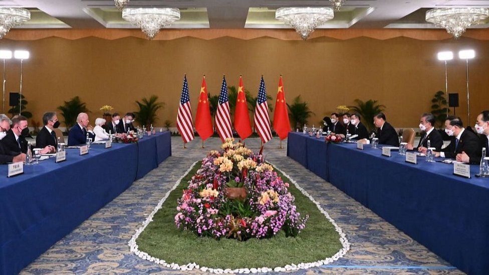 US and Chinese delegations meeting in Bali, 14 Nov 22