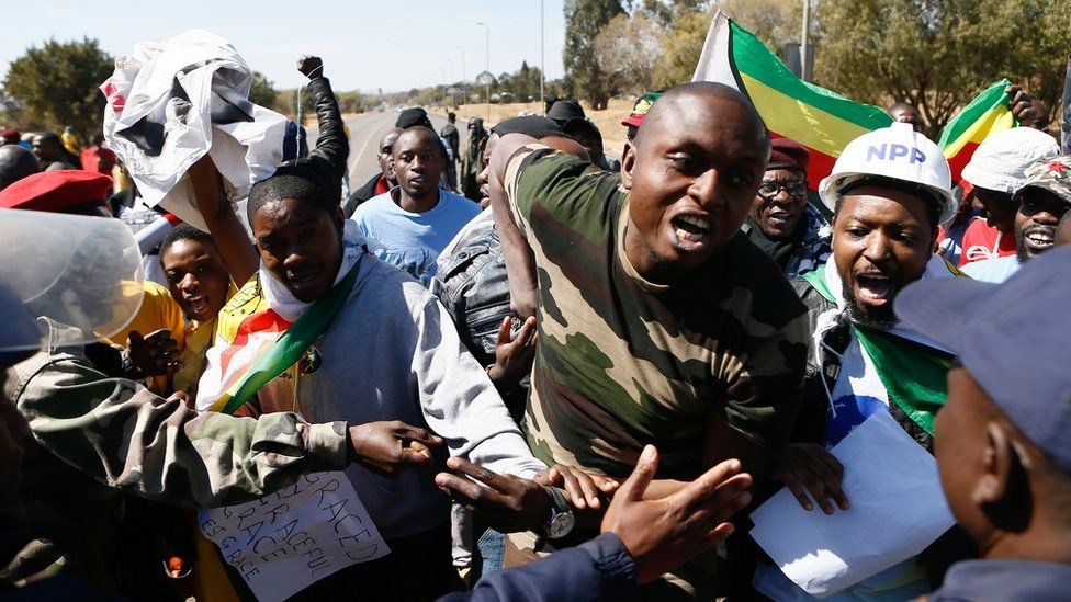 Protesters in Pretoria, South Africa