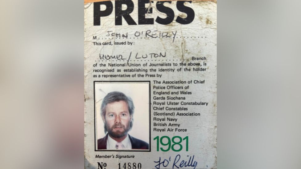 John O'Reilly photograph on 1981 press card