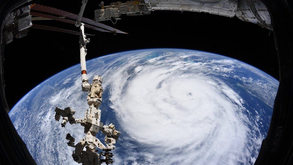 Hurricane Ida is seen in this image taken aboard the International Space Station