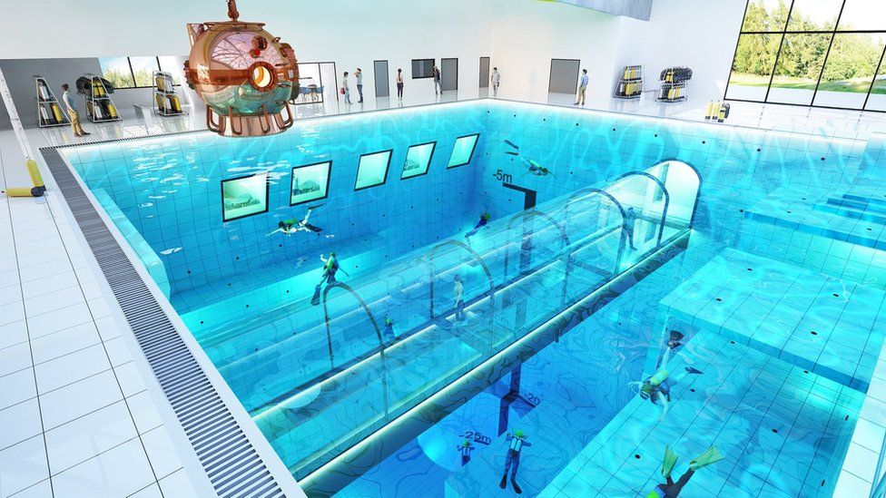 Would you swim in this 45m-deep swimming pool in Poland? - BBC Newsround