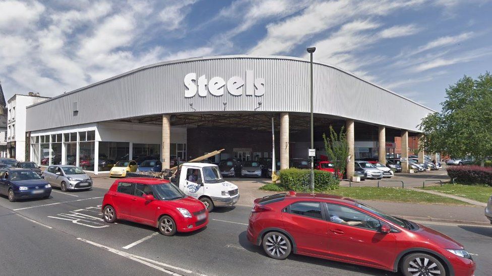 Steels car dealership, where the 27-year-old man was arrested