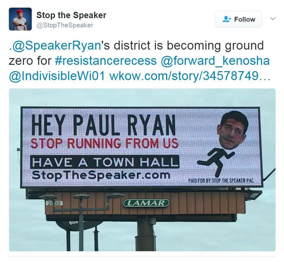 'Hey Paul Ryan stop running from us' billboard - Tweet