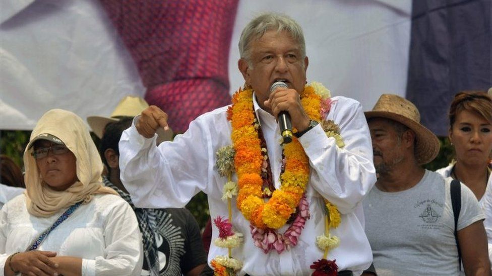 Mexico's presidential candidate for the Morena party, Andres Manuel Lopez Obrador, delivers a speech during a campaign rally in Iguala, Guerrero state, Mexico on May 25, 2018