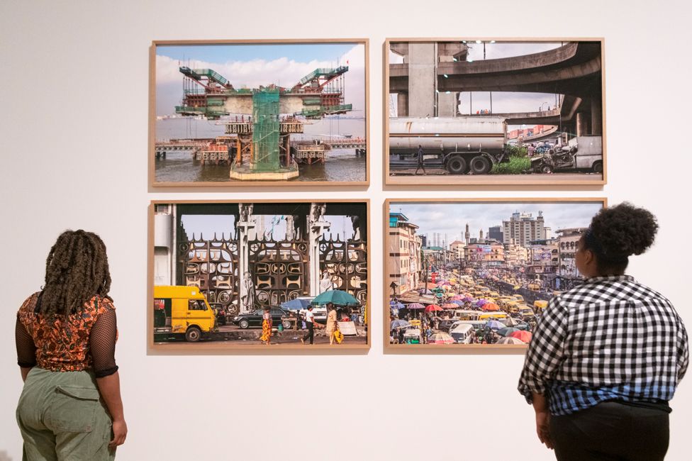 Installation view of Nigerian photographer Andrew Esiebo's Mutations (2015-2022) at the Tate Modern