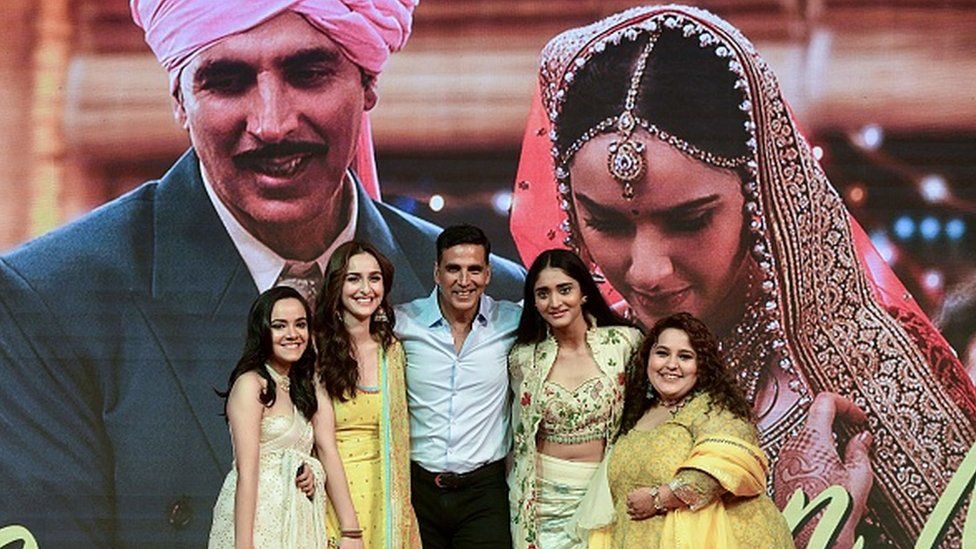 Akshay Kumar with the cast of his upcoming Hindi-language comedy-drama film Raksha Bandhan