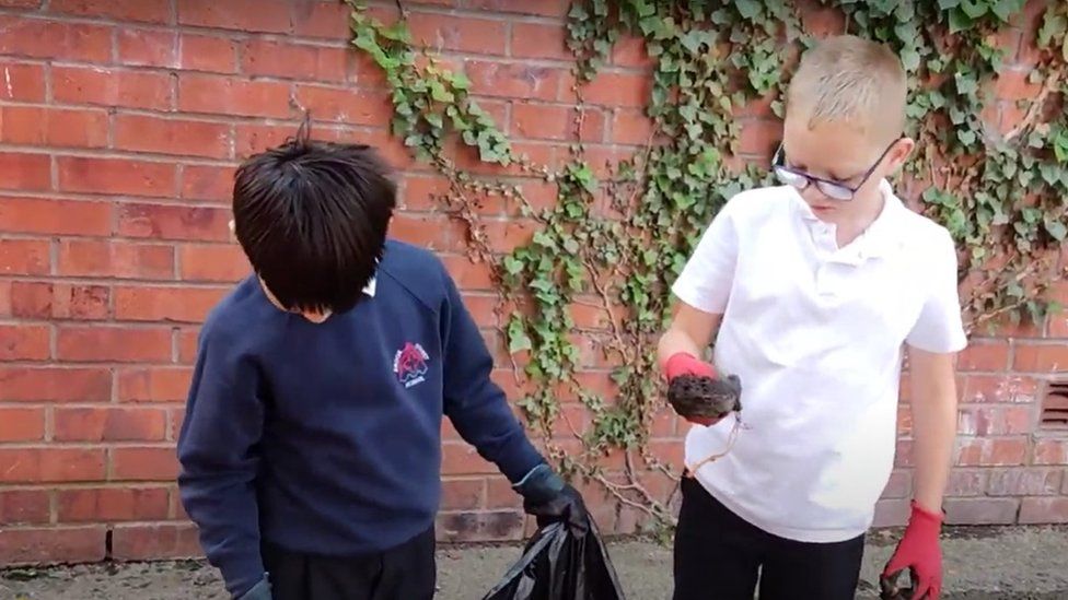 Children planting