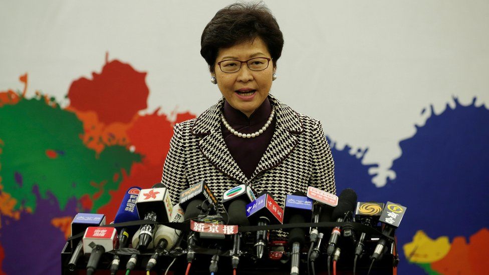 Hong Kong leader-elect Carrie Lam attends a news conference in Beijing, China, 11 April 2017