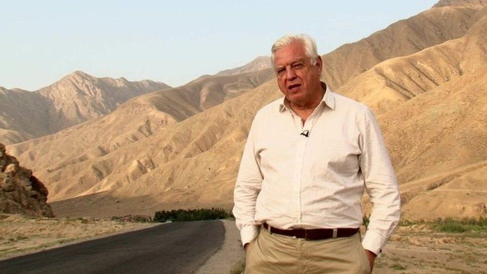John Simpson reporting from Pul-e Khomri, Afghanistan, in September 2014