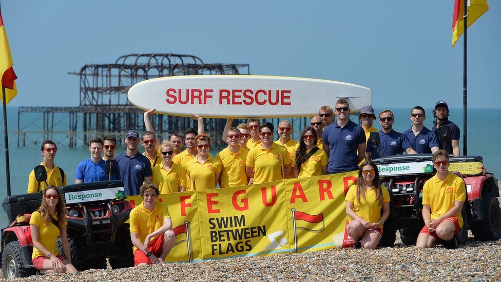 Seafront and lifeguard rescue team in Brighton