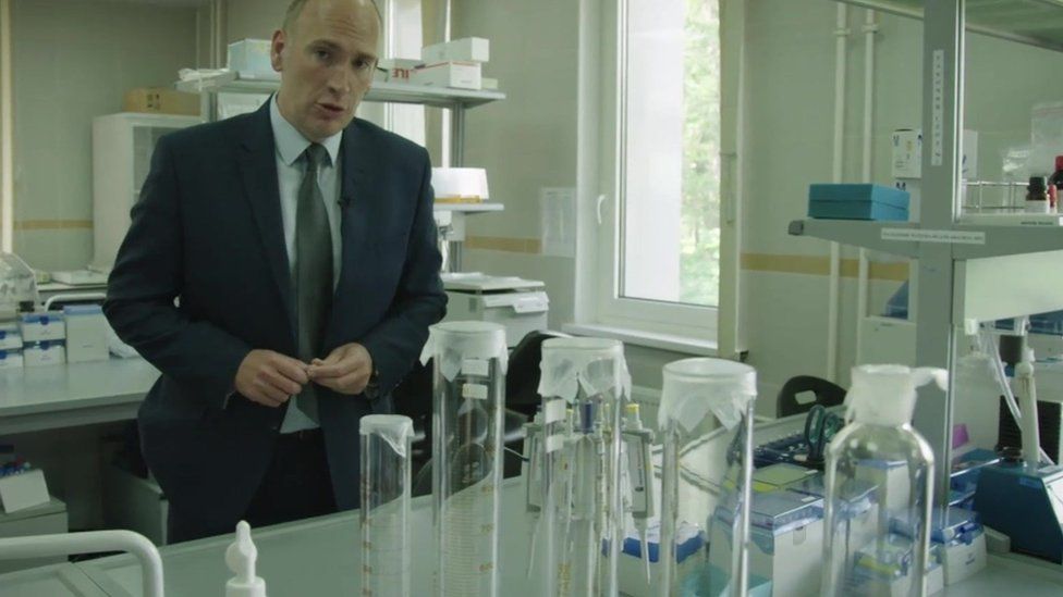 Dan Roan inside Moscow drug-testing lab