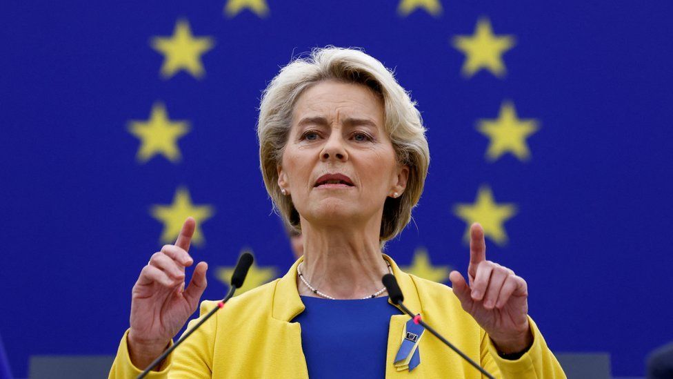 EU chief Ursula von der Leyen in Strasbourg, 14 September