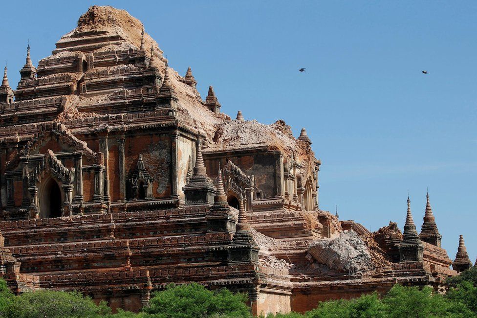 The top of the damaged Sulamani temple in Bagan on 25 August 2016