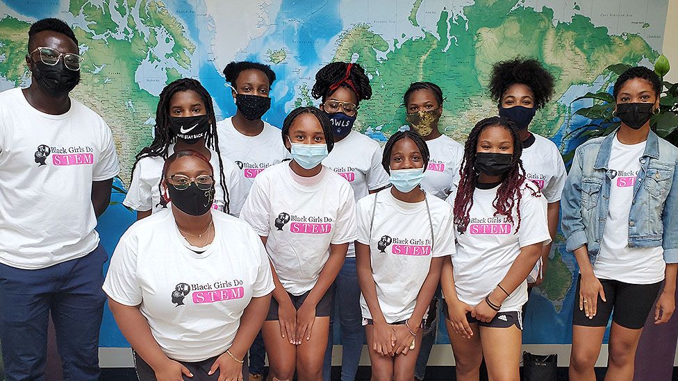 Group picture of women wearing face masks