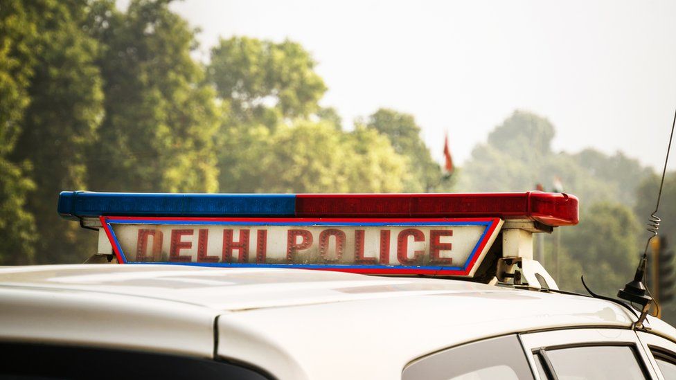 A police car in Delhi.