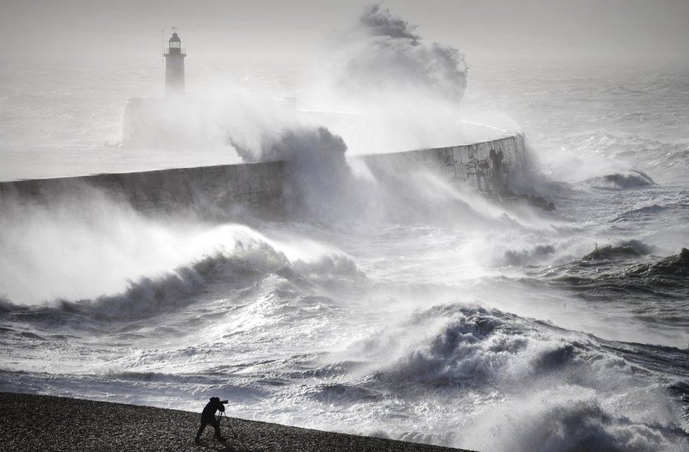 Stormy conditions at Newhaven in March 2021