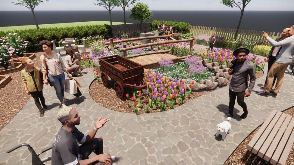 Artist's impression of plan for peace garden