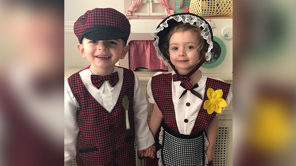 Harry and Elsie from Bridgend dressed in traditional Welsh outfits