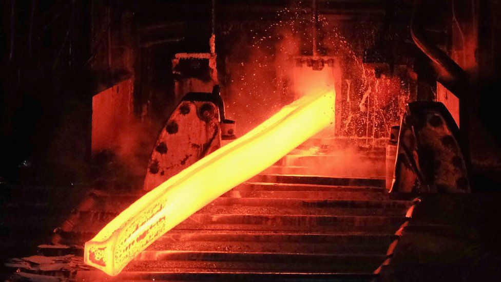 Steel production at a British Steel plant