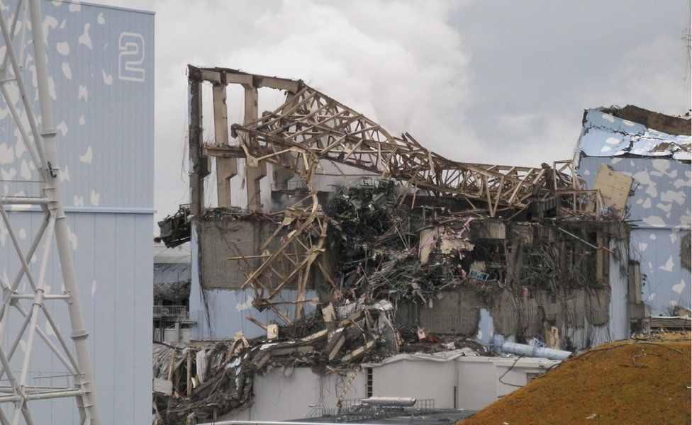 An image from March 2011 of steam billowing from a building after an explosion at the Fukushima Dai-ichi nuclear power plant