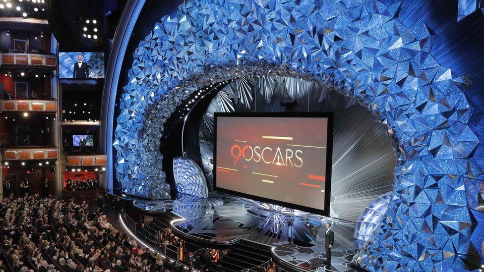 The Oscars stage adorned with crystals