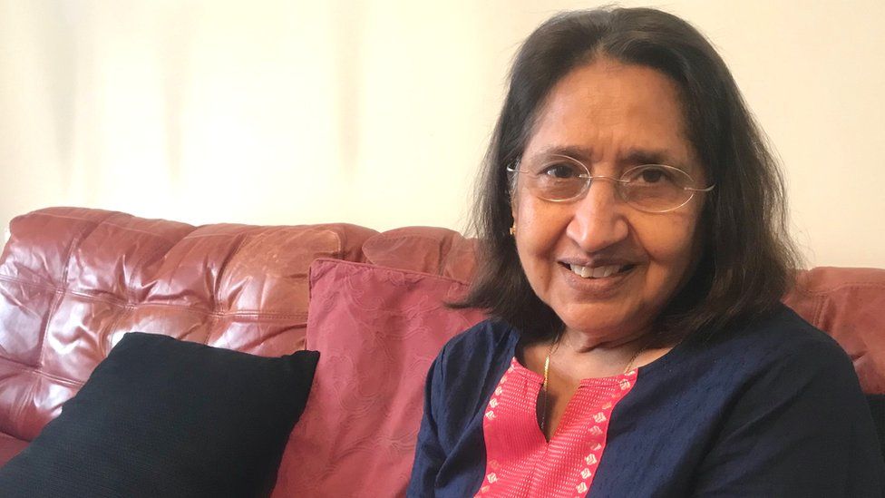 Sudha Vyas, one of the people who left Uganda during the forced expulsion of Asian people from the country in 1972, at home in Cardiff