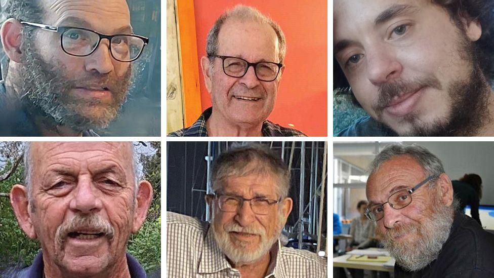 The six hostages who were retrieved from Gaza