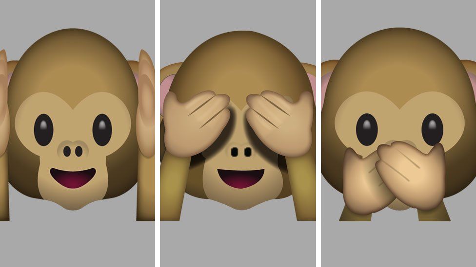 Hear no evil, see no evil, speak no evil monkey emojis