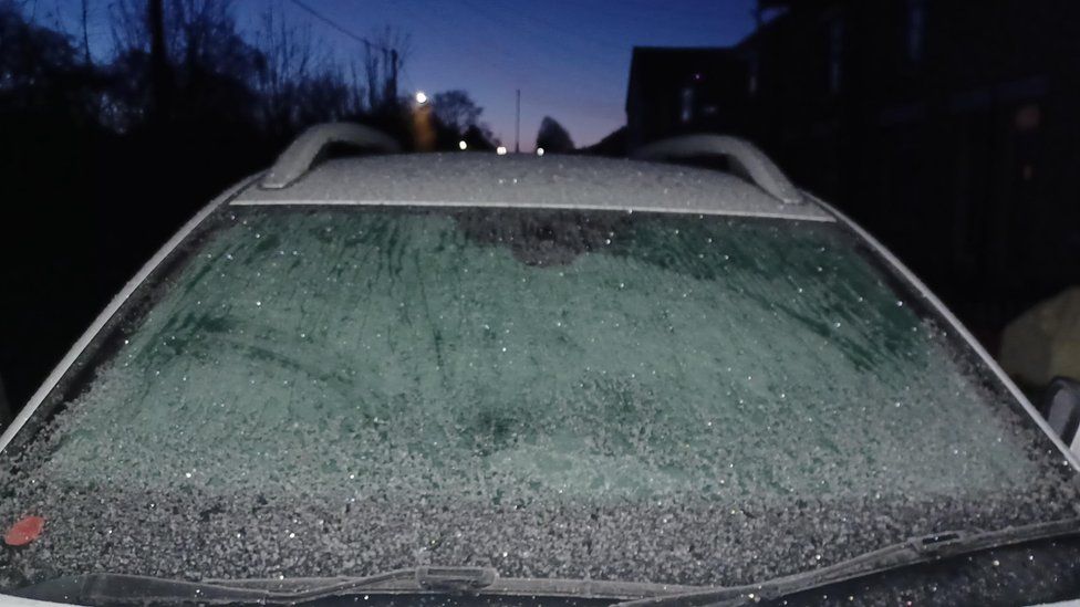 Windscreens covered in ice