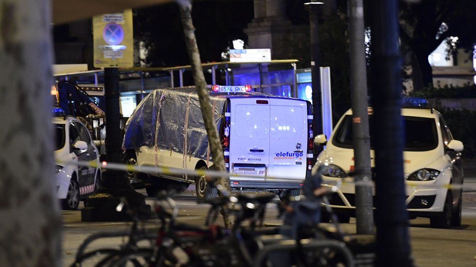 A van being towed away