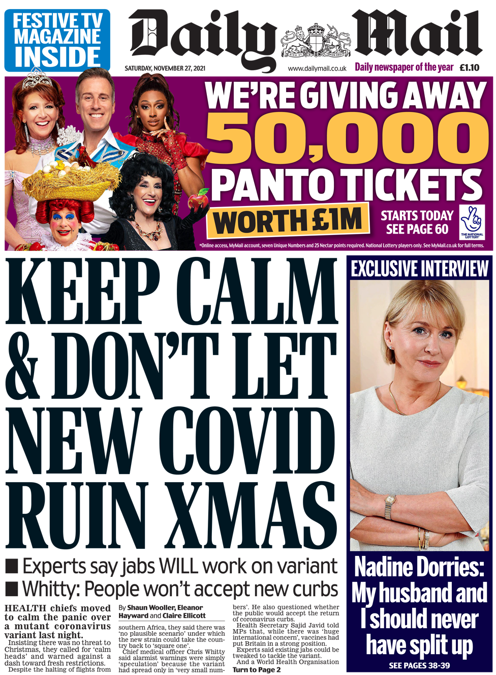 Front page of the Daily Mail