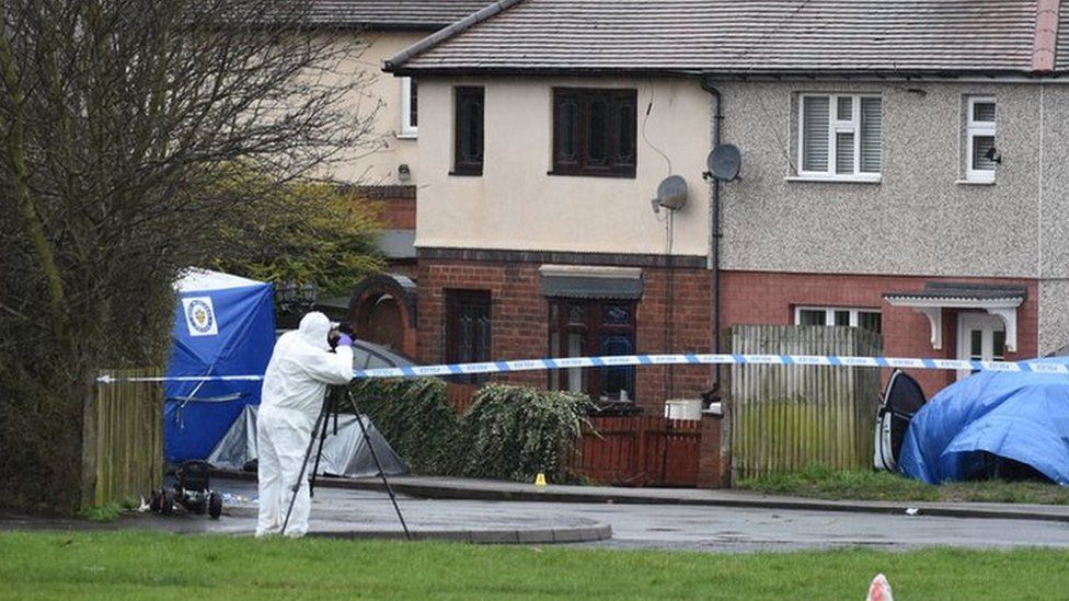 Forensic teams at the scene
