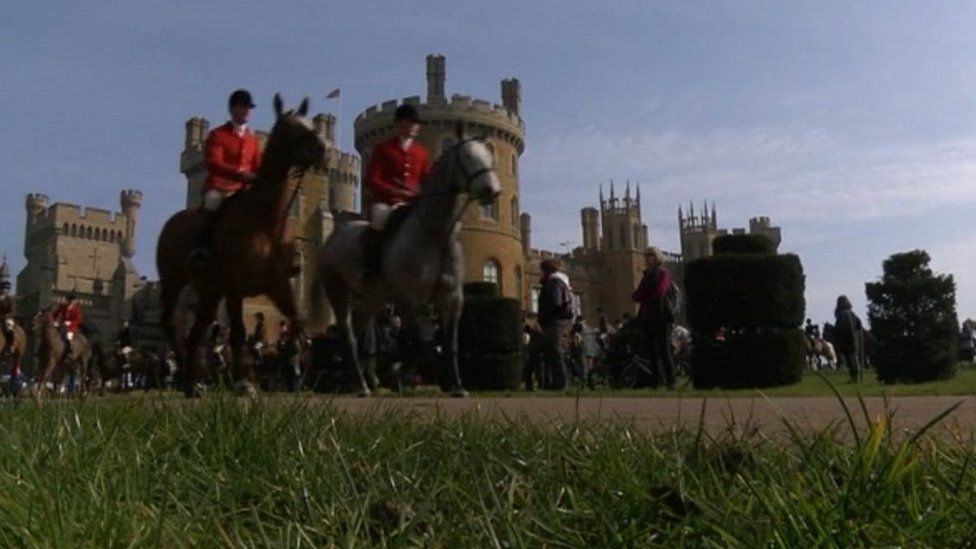BBC Inside Out footage of Belvoir Hunt members at Belvoir Castle