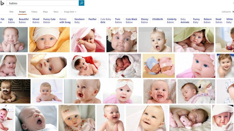 Bing image search results for "babies" - all white babies
