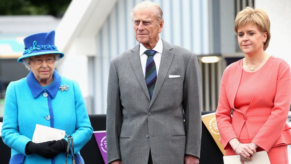 Prince Philip looks on at the opening of the Borders Railway in September 2015, on the day the Queen became the longest serving monarch