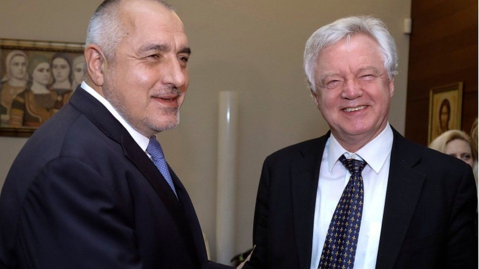 Bulgarian PM Boyko Borissov welcomes David Davis to Sofia