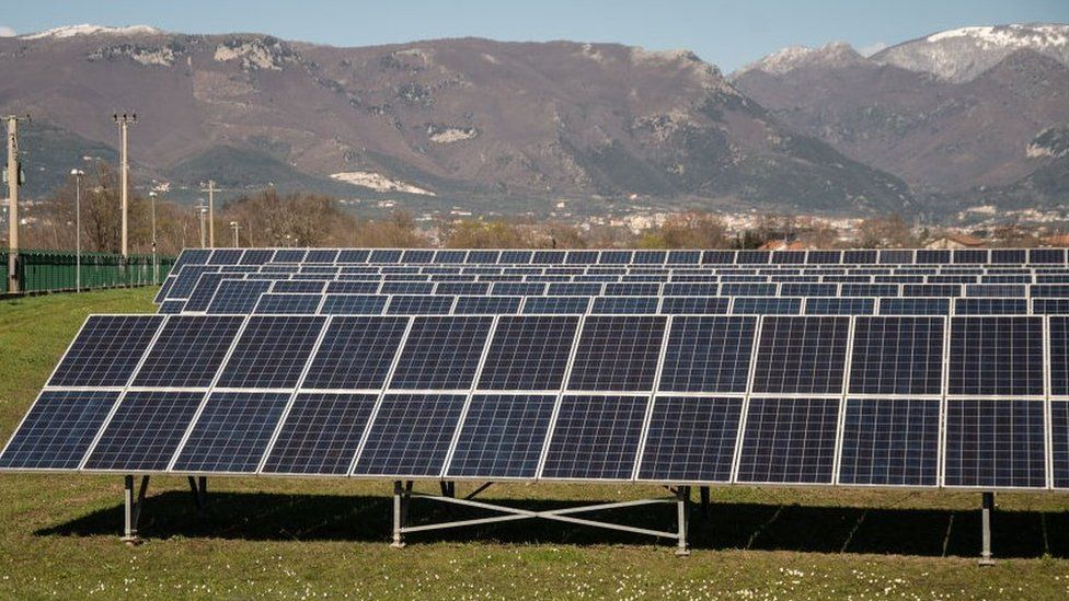 solar panels in a field