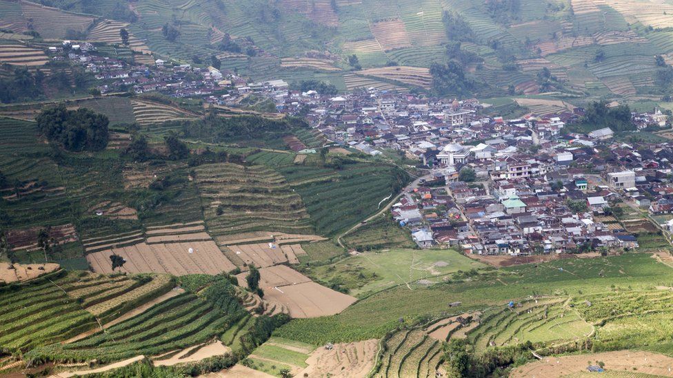 An aerial view of Banjarnegara in Central Java