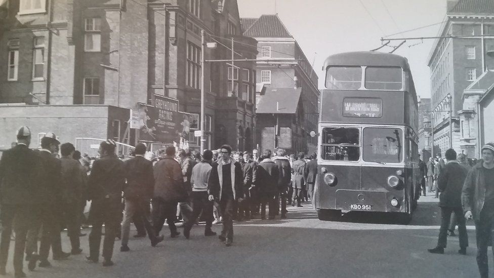 Trolley bus on Westgate Street, Cardiff