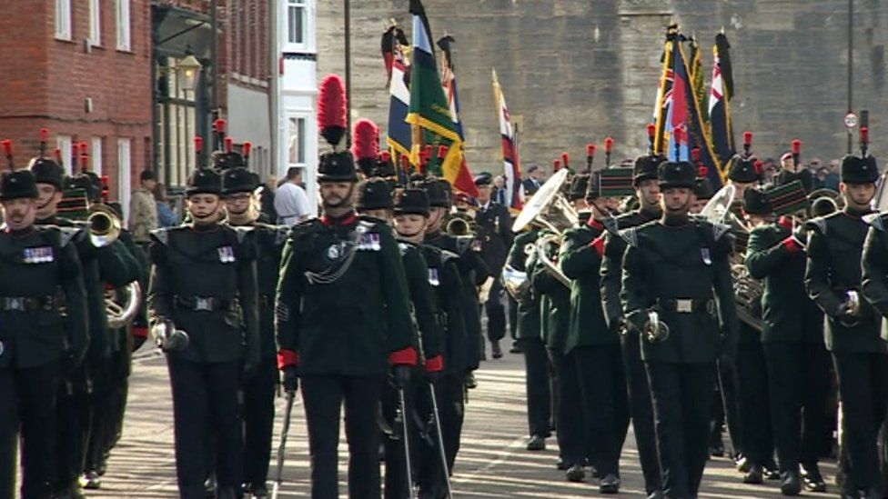 Funeral procession on streets of Portsmouth