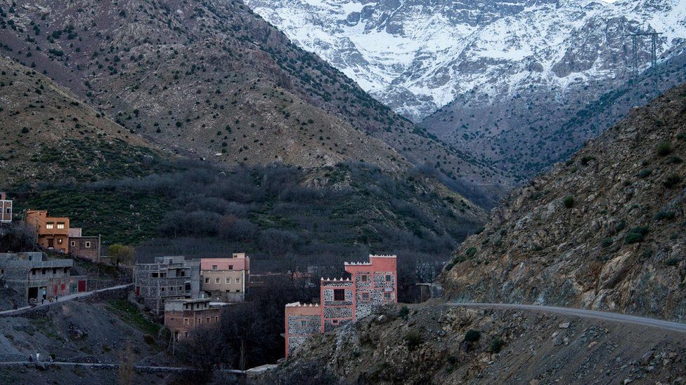 A file photo taken on December 18, 2018 shows mountains near the tourist village of Imlil in the High Atlas range