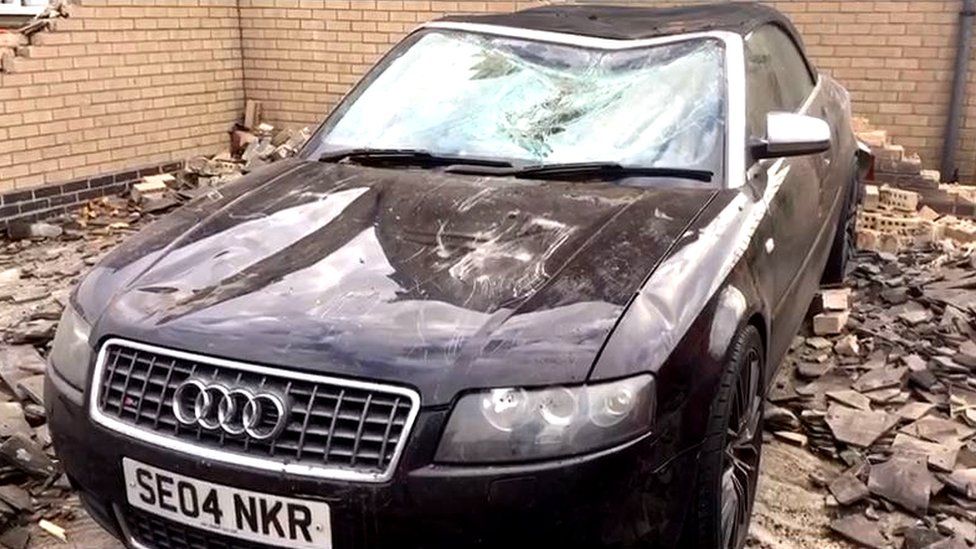 The damaged Audi