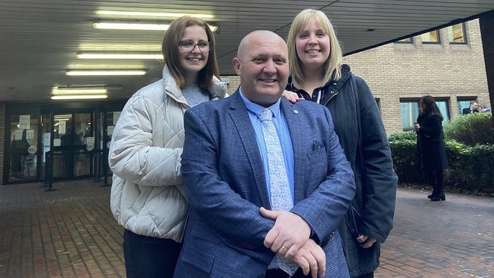 Anthony Gant, his wife Kirsty and step-daughter Megan at Southwark Crown Court