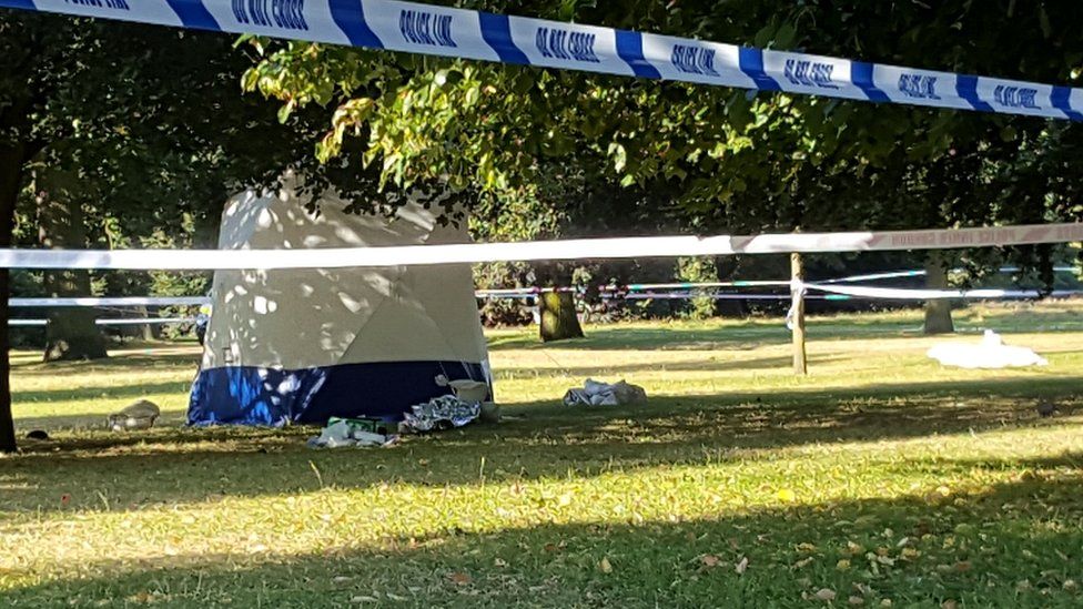 The scene where the body was found in Hyde Park