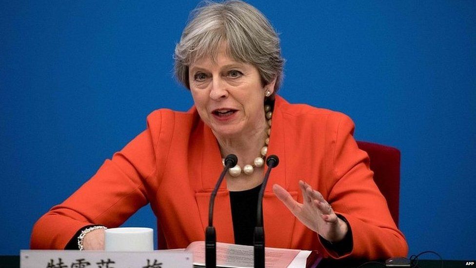 Theresa May speaking in China on second day of three day visit